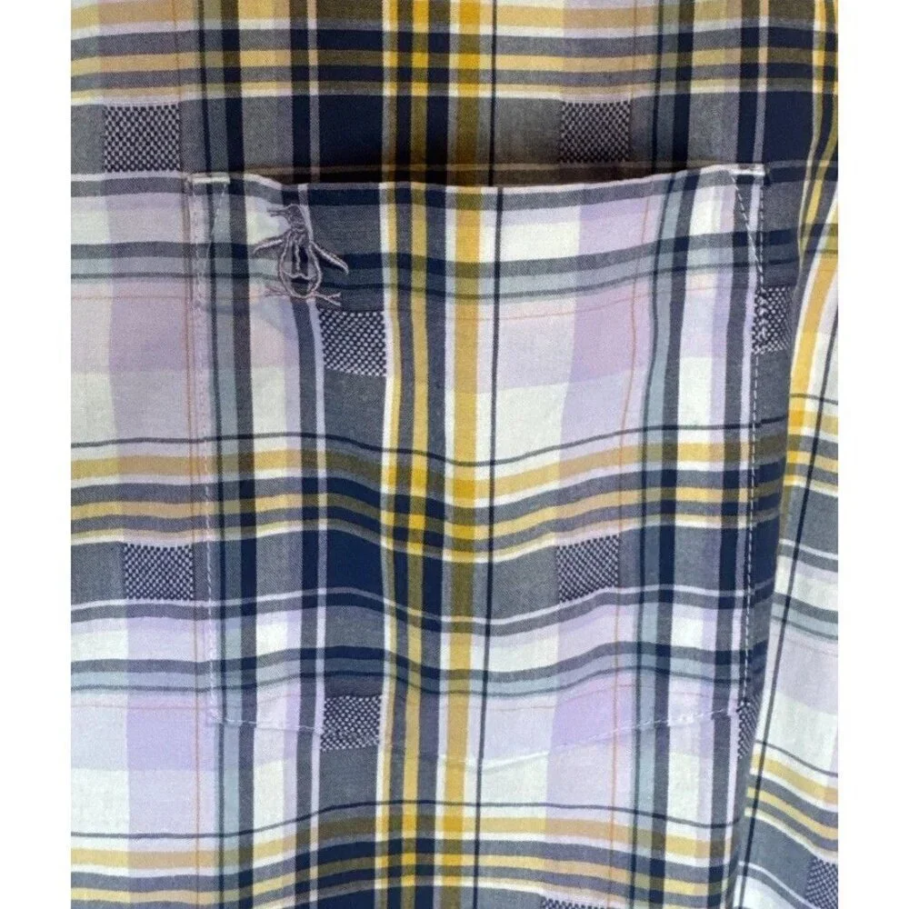 Original Penguin Men’s Cotton Plum Plaid Short Sleeve‎ Button Up Shirt Sz L